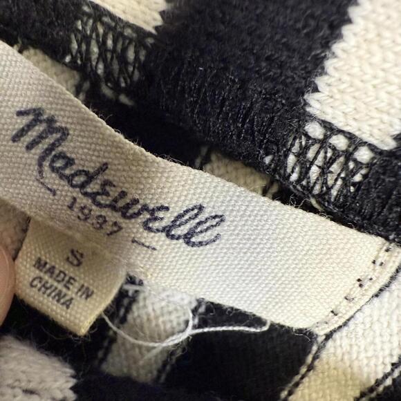 Madewell Black & White Stripe Short Sleeve Knit Top W/Pockets Size Small - Picture 2 of 7